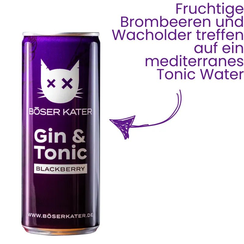 Böser Kater Gin & Tonic Blackberry Ready to Drink 250ml Dose mit Spruch