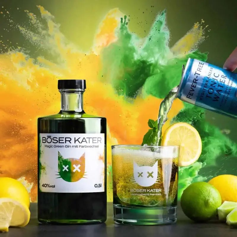 Böser Kater Magic Green Gin mit Farbwechsel und Drink