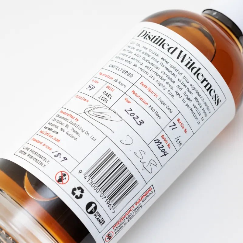 Etikett Awildian Coromandel Manuka Gin