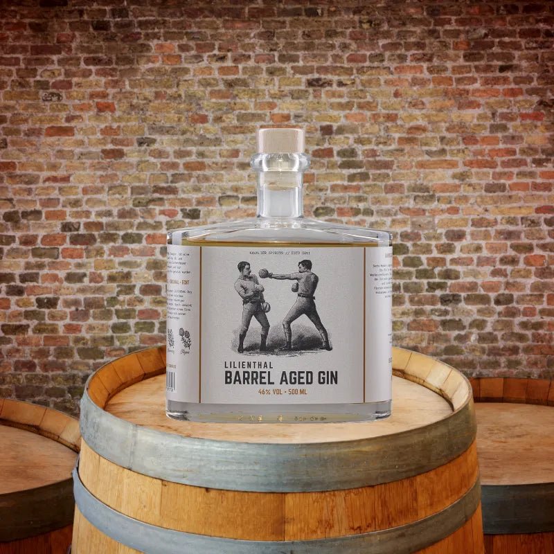 Lilienthal Barrel Aged Gin auf Holzfass