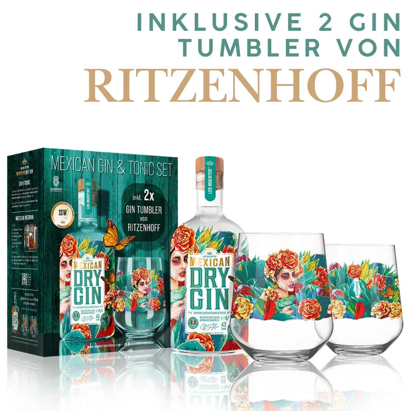 Los Muertos Mexican Dry Gin - inkl. 2 Gin Tumblern von Ritzenhoff
